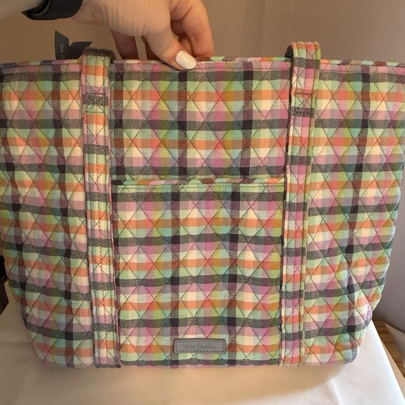 Vera Bradley Medium Tote Bag Purse Shoulder Bag in Gingham Plaid Pattern - Picture 4 of 13